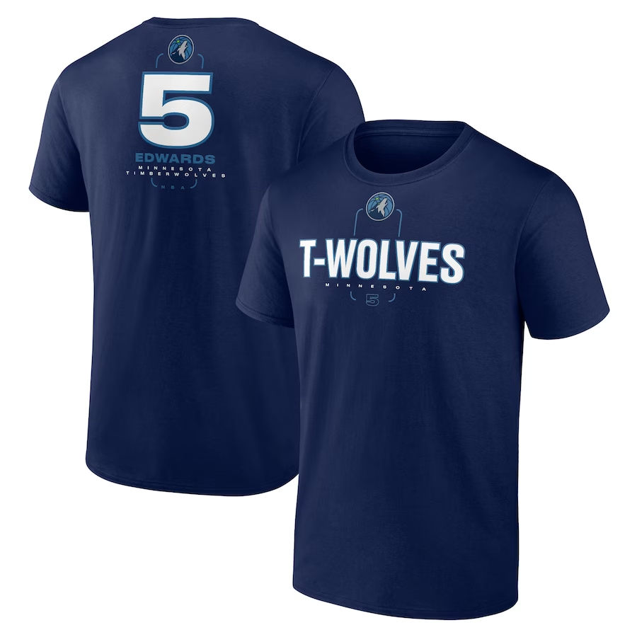 2024 NBA Minnesota Timberwolves #5 Edwards blue Tshirts->nba t-shirts->Sports Accessory
